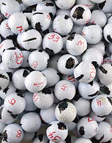 Golf balls marked for testing